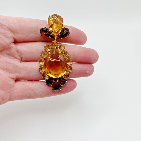 Vintage Givre Bi Color Glass Rhinestone Necklace Earrings Set High Quality Demi - Picture 14 of 16